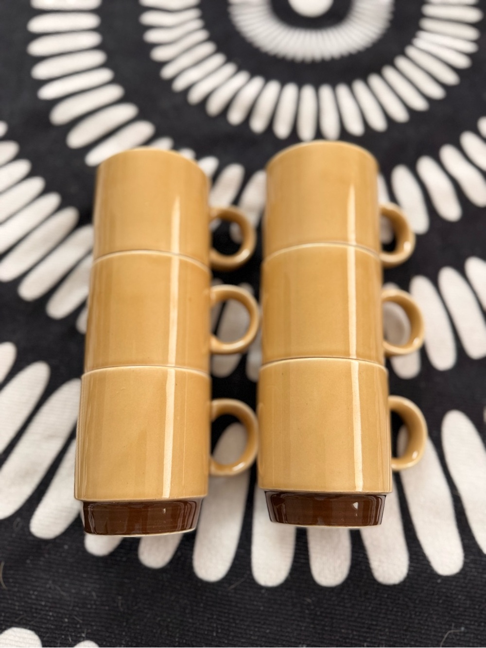 Set of 6 Ginger Stoneware Japanese Stacking Mugs